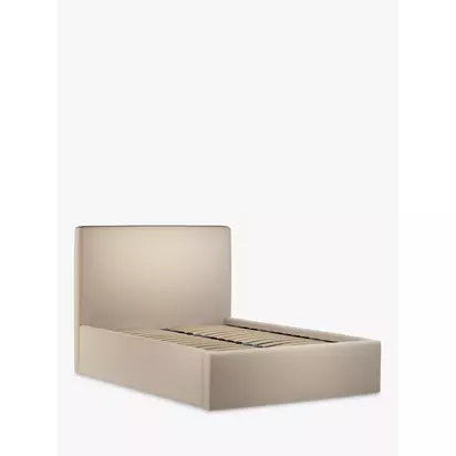 John Lewis Emily Ottoman Storage Upholstered Bed Frame, King Size Brushed Tweed Beige | H110 x W164 x D224cm