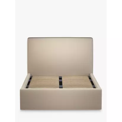 John Lewis Emily Ottoman Storage Upholstered Bed Frame, King Size Brushed Tweed Beige | H110 x W164 x D224cm