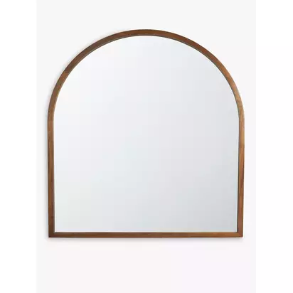 John Lewis Slim Solid Oak Wood Overmantel Mirror, 101 x 90cm Walnut | H101 x W90 x D3.6cm