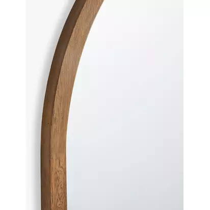 John Lewis Slim Solid Oak Wood Overmantel Mirror, 101 x 90cm Walnut | H101 x W90 x D3.6cm