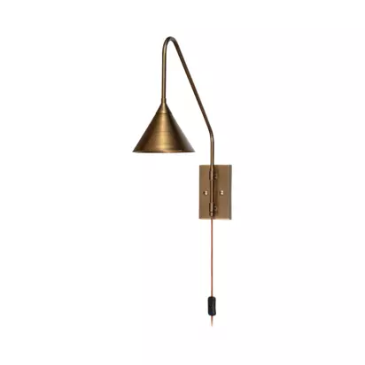 nkuku Thottam Adjustable Swing Arm Plug-In Wall Light, Antique Brass Antique Brass | H48 x W18 x D55.50cm