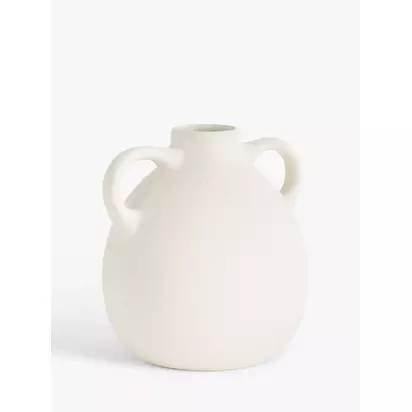 John Lewis Earthenware Vase with Handles, H17cm, Natural Natural | H17 x W15.5 x D17cm