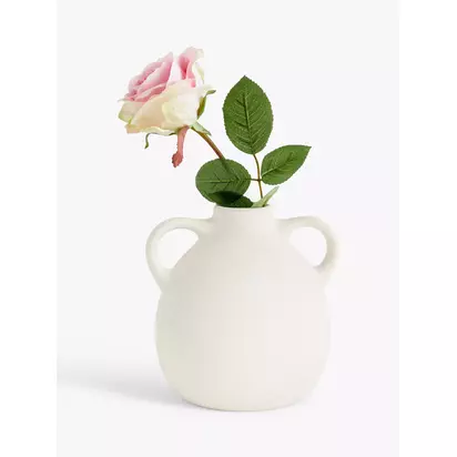 John Lewis Earthenware Vase with Handles, H17cm, Natural Natural | H17 x W15.5 x D17cm