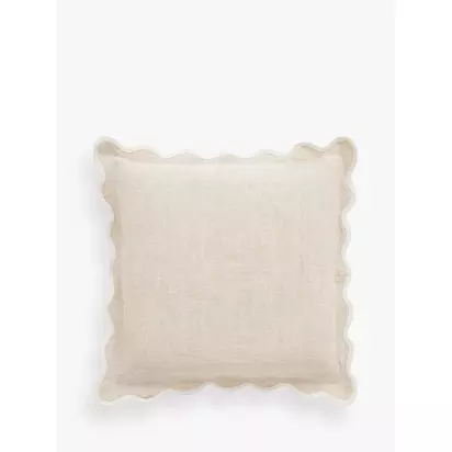 John Lewis Scalloped Linen Cushion Marshmallow | H45 x W45cm