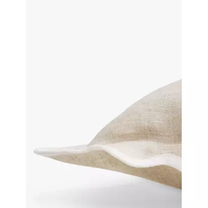 John Lewis Scalloped Linen Cushion Marshmallow | H45 x W45cm