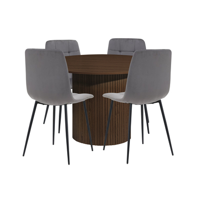 Axel Round Fluted Dining Table with 4 Chairs