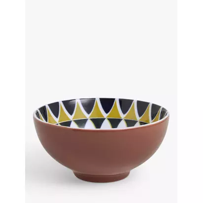 John Lewis Lisbon Fine China Cereal Bowl, 15cm, Red/Multi Red/Multi | H7.3 x Dia.15.2cm