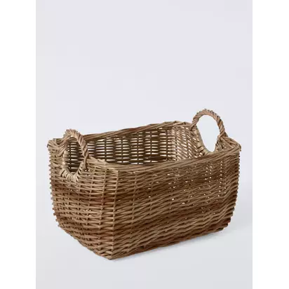 John Lewis Willow Log Basket, Dark Brown Dark Brown | H28 x W30 x D40cm
