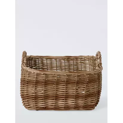 John Lewis Willow Log Basket, Dark Brown Dark Brown | H28 x W30 x D40cm
