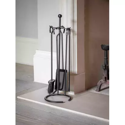 Garden Trading Fire Place Tool Set, 4 Piece, Black Powder Coated | H67 x W21 x D21cm