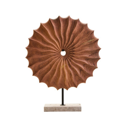 Westo Natural Wood Round Sculpture with Travertine Base