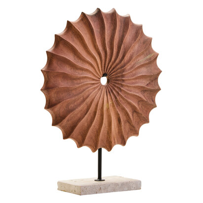 Westo Natural Wood Round Sculpture with Travertine Base