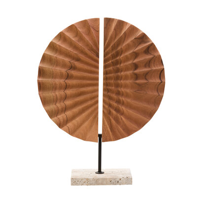 Westo Natural Wood Sculpture With Travertine Base
