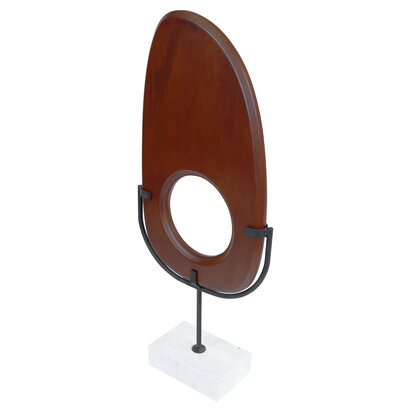 Westo Natural Wood Vertical Sculpture With Travertine Base