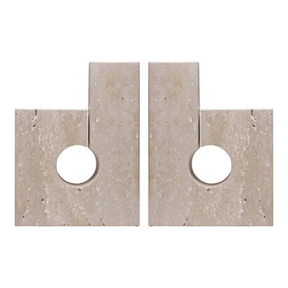 Tibor Set Of Two Sculptural Travertine Bookends