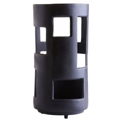 Prato Large Textured Black Candle Holder
