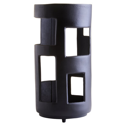 Prato Large Textured Black Candle Holder