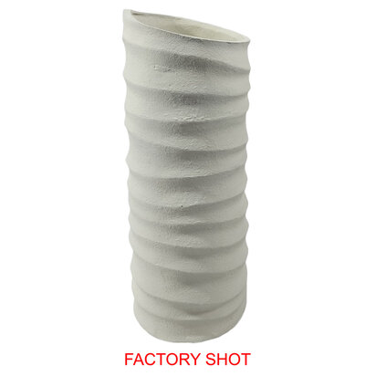 Mira Large Ivory Finish Rippled Vase