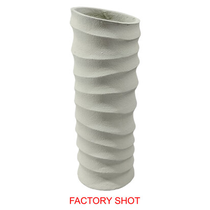 Mira Small Ivory Finish Rippled Vase