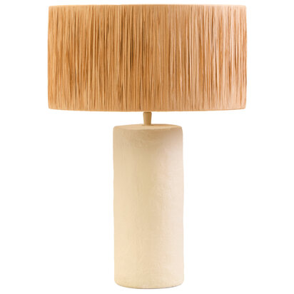 Carta Natural Papier Mache Table Lamp with Natural Raffia Shade