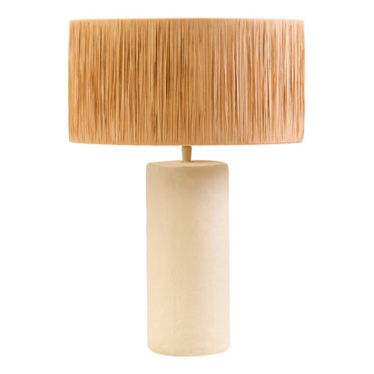 Carta Natural Papier Mache Table Lamp with Natural Raffia Shade