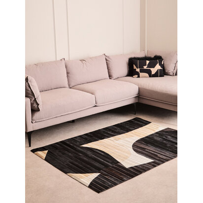 Bosie Safira Small Abstract Hair On Leather Rug