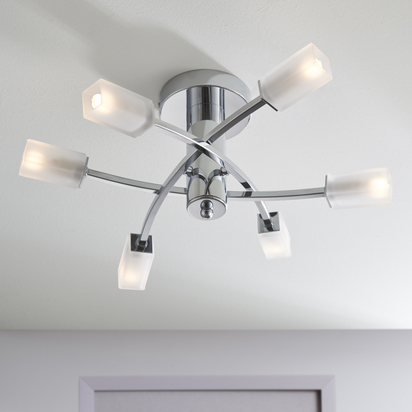 Avonhurst 6lt semi flush Semi flush light Chrome plate & frosted glass