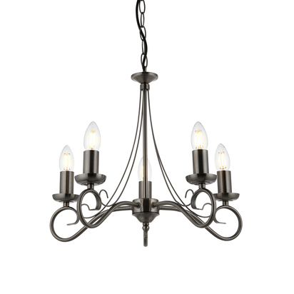 Cambrook 5lt pendant Pendant light Antique silver effect plate