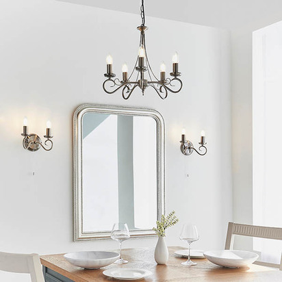 Cambrook 5lt pendant Pendant light Antique silver effect plate