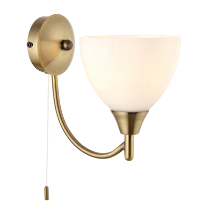 Barnwell Wall Wall light Antique brass plate & opal glass
