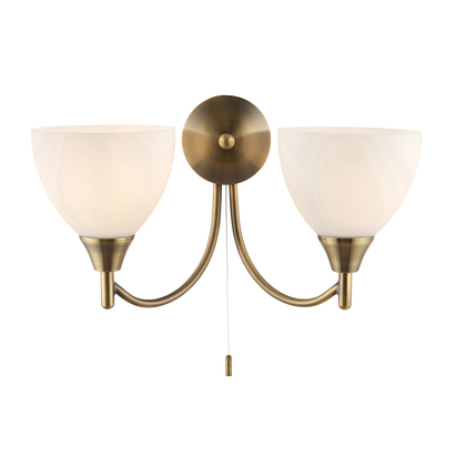 Barnwell 2lt wall Wall light Antique brass plate & opal glass