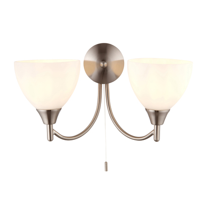 Barnwell 2lt wall Wall light Satin chrome plate & opal glass