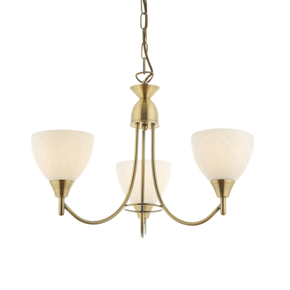 Barnwell 3lt pendant Pendant light Antique brass plate & opal glass