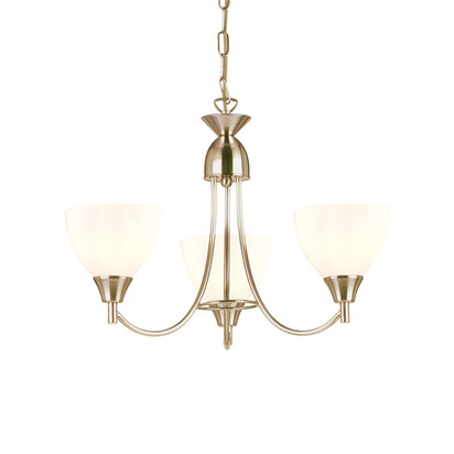 Barnwell 3lt pendant Pendant light Satin chrome plate & opal glass