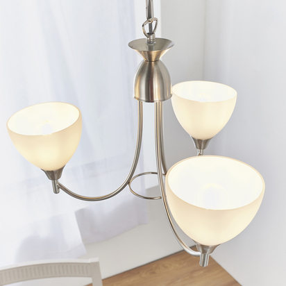 Barnwell 3lt pendant Pendant light Satin chrome plate & opal glass