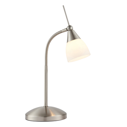 Brockbridge Touch task table Table light Satin chrome plate & white glass