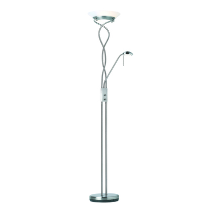 Bramworth Mother & child task floor Floor light Satin chrome plate & frosted glass