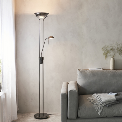 Brookbury Mother & child task floor Floor light Black chrome plate & opal glass