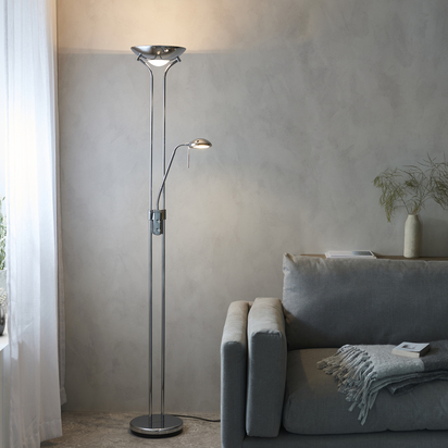 Brookbury Mother & child task floor Floor light Chrome plate & opal glass