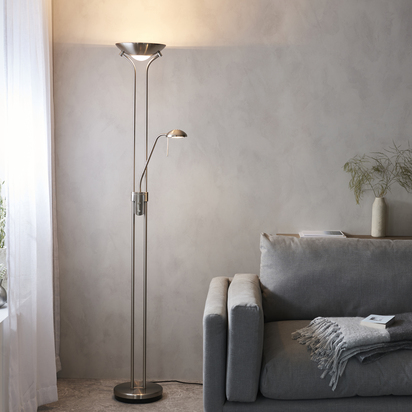 Brookbury Mother & child task floor Floor light Satin chrome plate & opal glass