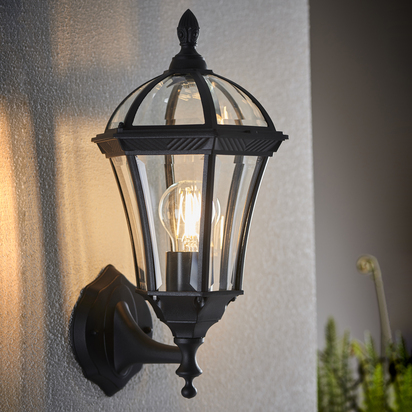 Abbercroft Uplight Wall Wall light Textured black & clear glass