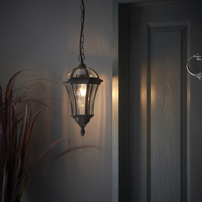 Abbercroft Pendant Pendant light Textured black & clear glass