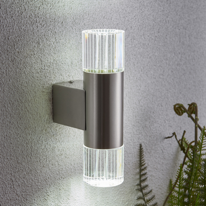 Alderbrook 2lt wall Wall light Polished stainless steel & clear crystal