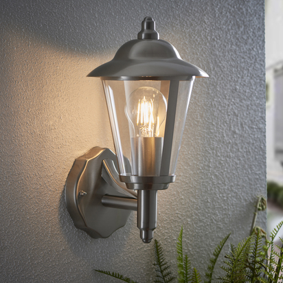 Belstead Uplight wall Wall light Polished stainless steel & clear pc