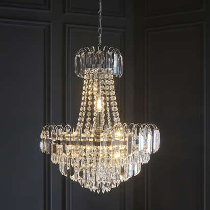 Bathford 6lt pendant Pendant light Clear glass & chrome plate