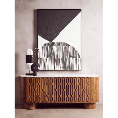 Astratto Black and White Abstract Hand Painted Wall Art