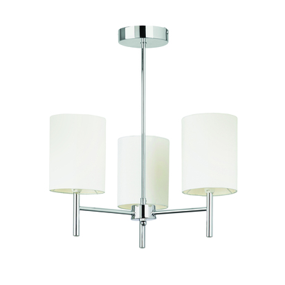 Hartfield 3lt semi flush Semi flush light Chrome plate & vintage white fabric