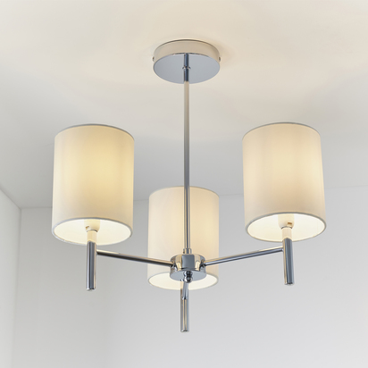 Hartfield 3lt semi flush Semi flush light Chrome plate & vintage white fabric