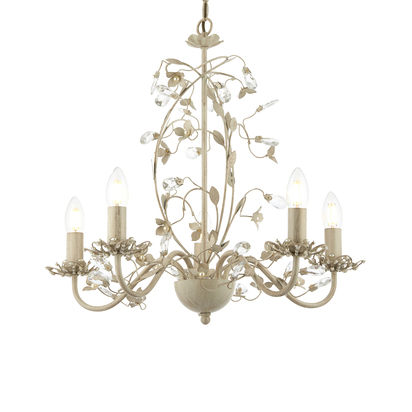 Brackengate 5lt pendant Pendant light Cream/br gold paint & clear/pearl acrylic