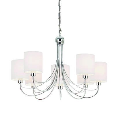 Brimton 7lt pendant Pendant light Chrome plate & white fabric